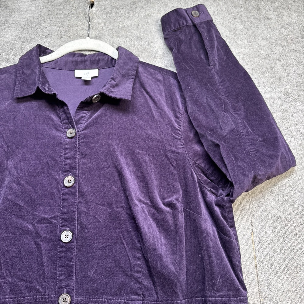 J Jill Purple Button Front‎ Shirt Dress Women's Large Relaxed Minimalist Style